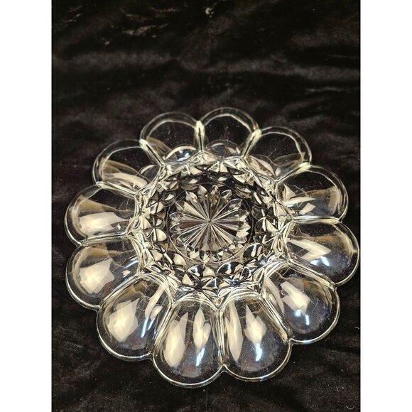 Vintage Clear Glass Deviled Egg Platter - Picture 4 of 5